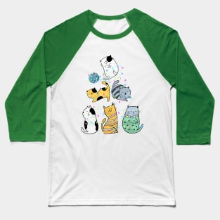 Christmas Cats Baseball T-Shirt